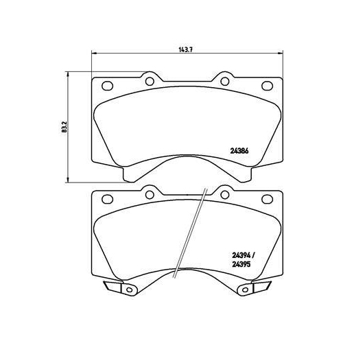 Placute frana Hyundai Xg Saloon 09.00-12.05; Lexus Lx ( J2) 08.07-; Toyota Land Cruiser 200 ( J2) 08.07-, Land Cruiser Prado ( J15) 07.09-, Sequoia ( K3 K4) 05.00-10.07, Sequoia ( K6) 11.07-, Tundra Pick-Up ( K5 K6) 11.06-, Fata, BREMBO