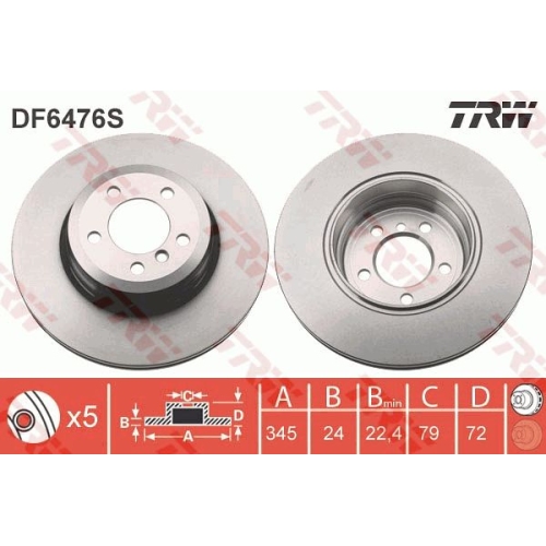 Disc frana Trw DF6476S, parte montare : Punte spate