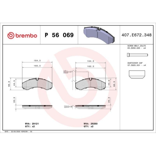 Placute frana Iveco Daily 2 Autobus 01.89-05.99, Daily 2 Box 01.89-08.09, Daily 2 Platform / Chassis 01.89-05.99, Daily 3 Box 05.99-10.09; Nissan Cabstar (F24m F24w) 09.06-12.13, Spate, BREMBO