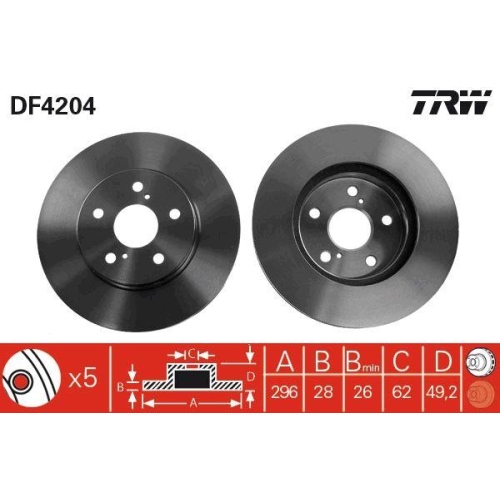 Set discuri frana Lexus Es (Mcv, Rx (Mcu15); Toyota Camry Sedan ( V3 ), Highlander / Kluger ( U2 ), Previa 2 ( R3 ), punte fata, 296x28, ventilat, TRW
