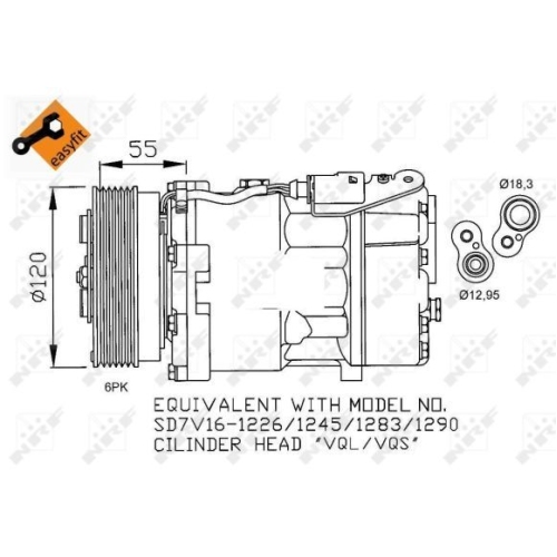 Compresor climatizare Ford Galaxy (Wgr); Seat Alhambra (7v8, 7v9); Vw New Beetle (9c), Sharan (7m) Nrf 32255