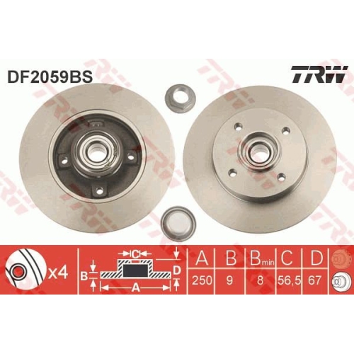 Disc frana Trw DF2059BS, parte montare : Punte spate