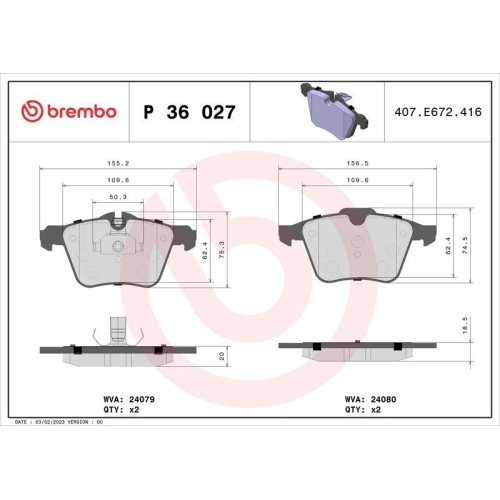 Placute frana Jaguar S-Type 2 (X200) 10.98-12.08, Xf I (X250) 03.08-04.15, Xf Sportbrake (X250) 09.12-12.15, Xj (X350 X358) 03.03-03.09, Xj (X351) 10.09-, Xk 2 Convertible (X150) 03.06-07.14, Xk 2 Coupe (X150) 03.06-12.14, Fata, BREMBO