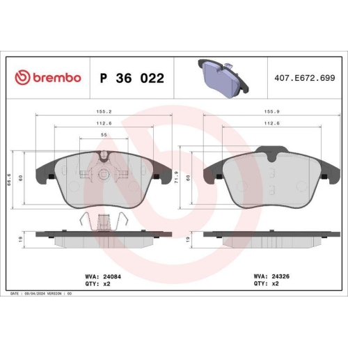 Placute frana Jaguar S-Type 2 (X200) 10.98-12.08, Xf I (X250) 03.08-04.15, Xf Sportbrake (X250) 09.12-12.15, Xj (X350 X358) 03.03-03.09, Xk 2 Convertible (X150) 03.06-07.14, Xk 2 Coupe (X150) 03.06-12.14; Mg Mg Zs Suv 10.17-, Fata, BREMBO