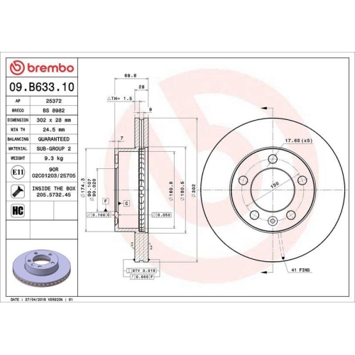 Set disc frana Nissan Interstar Box (X62b) 11.21-, Interstar (X62b) 11.21-, Nv400 Box (X62 X62b) 11.11-, Nv400 Bus (X62 X62b) 11.11-, Nv400 Platform / Chassis (X62 X62b) 11.11-; Opel Movano B Box (X62) 05.10-, Movano B Bus (X62) 12.10-, Movano B (X62) 05.