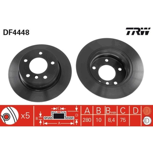 Set discuri frana spate TRW, Bmw Seria 1 (E81), 09.06-09.2012, 1 (E87), 02.03-01.2013, spate; puntea spate