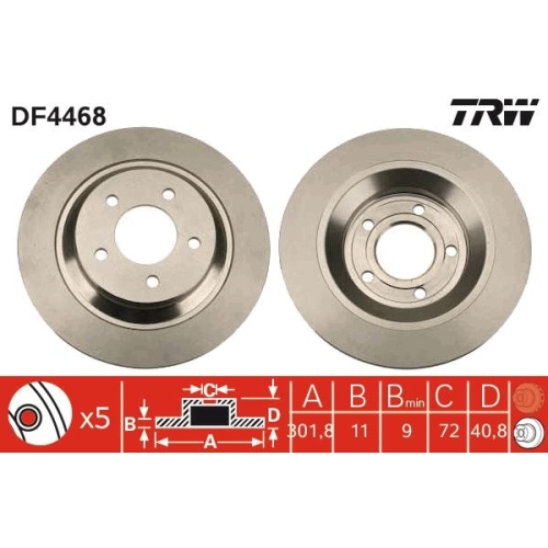 Set discuri frana spate TRW, Mazda 5 (Cr19), 02.05-12.2010, 5 (Cw), 06.10-, spate; puntea spate; Sistem de franare : 16&quot;