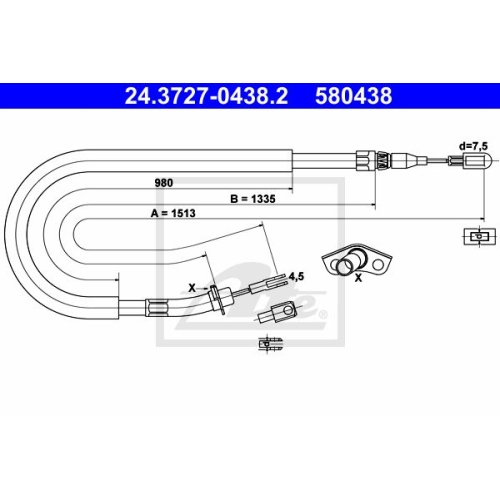 Cablu frana mana Mercedes-Benz Sprinter (901, 902, 903); Vw Lt 28 2 Ate 24372704382, parte montare : spate
