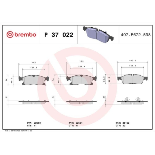Placute frana Jeep Grand Cherokee 4 (Wk Wk2) 06.10-, Grand Cherokee Van (Wk2) 06.10-, Fata, BREMBO
