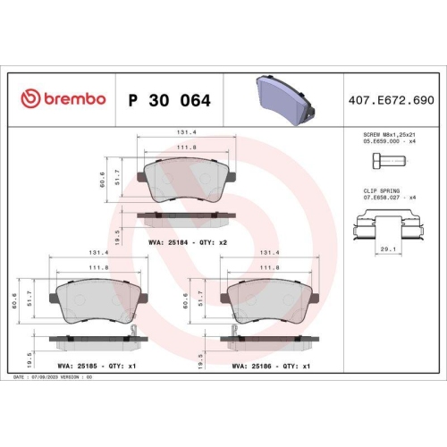 Placute frana Kia Venga (Yn) 02.10-03.19, Fata, BREMBO