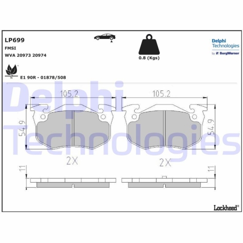 DELPHI set placute frana,frana disc