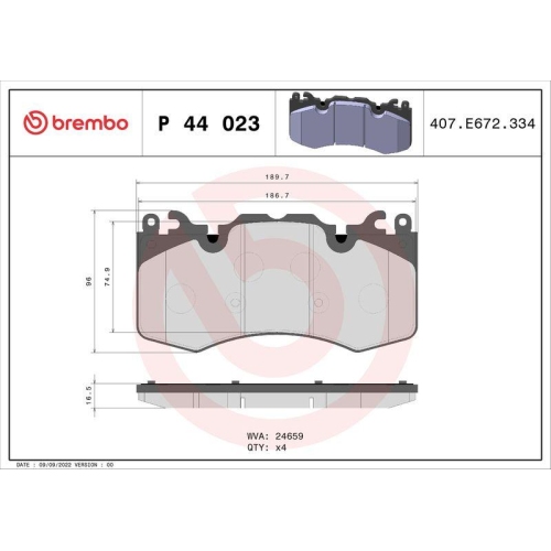 Placute frana Land Rover Defender Estate (L663) 09.19-, Discovery 5 (L462) 09.16-, Discovery 5 Van (L462) 09.16-, Range Rover 3 (L322) 03.02-12.12, Range Rover 4 (L405) 08.12-, Range Rover Sport I (L320) 02.05-03.13, Range Rover Sport 2 (L494) 04.13-, Fat