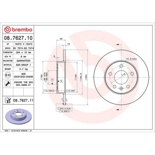 Set disc frana Opel Astra Classic Sedan (A04) 02.07-, Astra G Box / Estate (F70) 09.98-04.05, Astra G Classic (T98) 03.04-07.09, Astra G Classic Caravan (F35) 03.04-07.09, Astra G Classic Sedan (T98) 03.04-07.09, Astra G Convertible (T98) 03.01-10.05, Ast