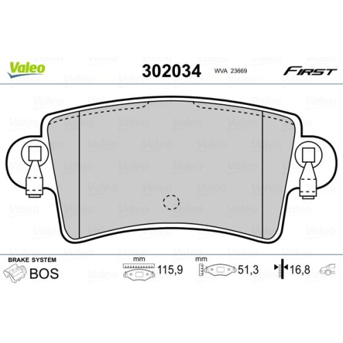 VALEO set placute frana,frana disc FIRST