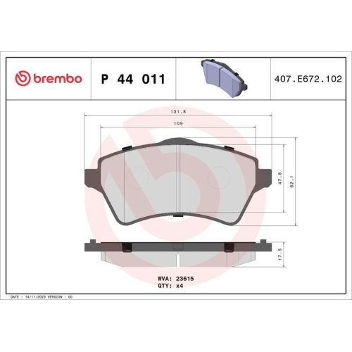 Placute frana Land Rover Freelander I (L314) 02.98-10.06, Freelander I Soft Top (L314) 02.98-10.06, Fata, BREMBO