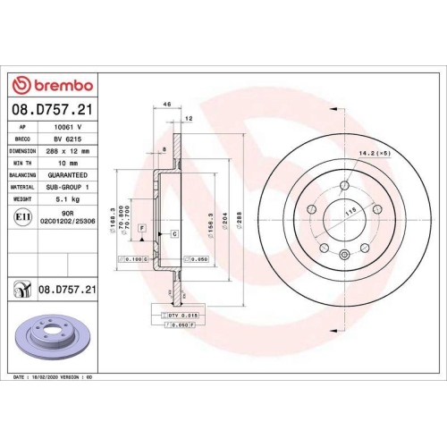 Set disc frana Opel Insignia B Country Tourer (Z18) 06.17-, Insignia B Grand Sport (Z18) 03.17-, Insignia B Sports Tourer (Z18) 03.17-, Insignia B Sports Tourer Estate Van (Z18) 03.17-, Spate, 288X12mm, plin, BREMBO