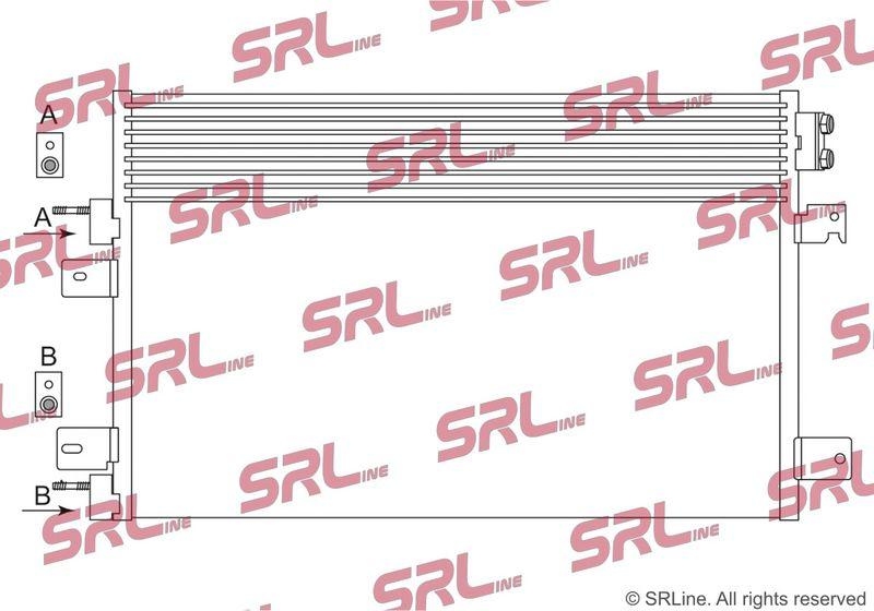 Condensator climatizare AC Chrysler Sebring 07-10; Dodge Avenger 08-13, Caliber 06-12; Jeep Compass 06-, Patriot 06-, motor: 2.0, 2.0 CRD, 2.4, 2.7 V6, Condensator cu racitor ulei integrat in cutie viteze, 675(625)x422x16, SRLine, brazat, 5191277AA