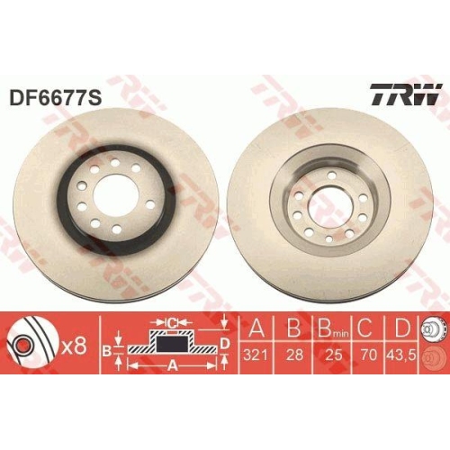 Set discuri frana Opel Astra H (A04), Astra H Gtc (A04), Zafira / Zafira Family B (A05), 2.0 Turbo (L48), 2.0 Turbo (L08), 2.0 (M75), punte fata, 321x28, TRW