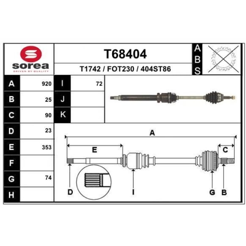 Planetara Ford Fiesta 5 (Jh, Jd), 11.2001-03.2010; Fusion (Ju), 08.2002-12.2012; Fata Dreapta, EAI T68404