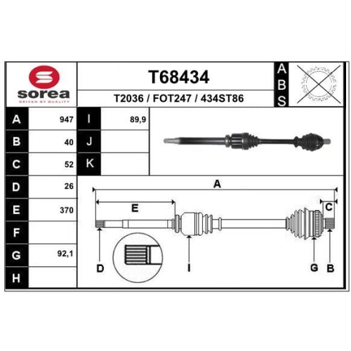 Planetara Ford Galaxy (Wa6), 05.2006-06.2015; Mondeo 4 (Ba7), 03.2007-01.2015; S-Max (Wa6), 05.2006-12.2014; Fata Dreapta, EAI T68434