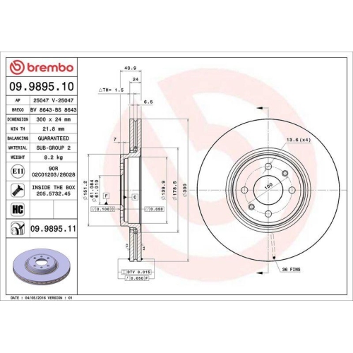 Set disc frana Renault Grand Scenic 2 (Jm0/1) 04.04-06.09, Scenic 2 (Jm0/1) 06.03-07.10, Fata, 300X24mm, ventilat, BREMBO