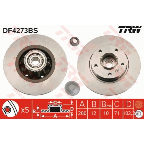 Disc frana Trw DF4273BS, parte montare : Punte spate