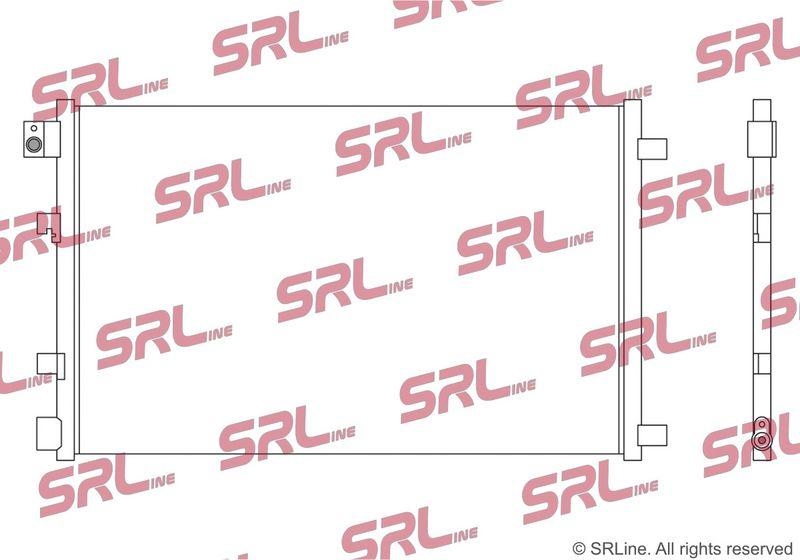 Condensator climatizare AC Nissan Qashqai 07-13, motor: 1.6, Condenser fara uscator , 643(600)x398(378)x16, SRLine, miez si rezervor din aluminiu brazat, 92100JD000; 92100JD00A