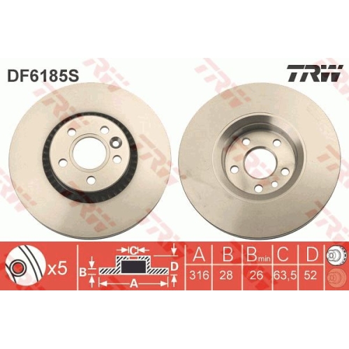 Disc frana TRW DF6185S, Fata