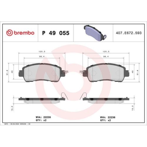 Placute frana Mazda 2 Liftback (Dl Dj) 08.14-, Fata, BREMBO