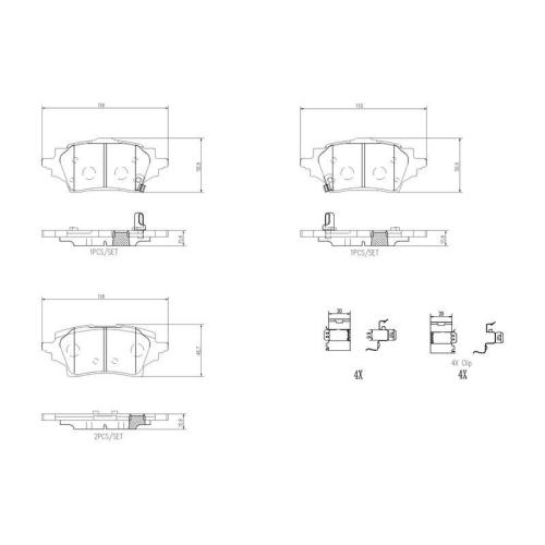 Placute frana Mazda 2 Liftback (Kb) 03.22-; Toyota C-Hr ( X1) 10.16-, Corolla Estate ( E21) 02.19-, Corolla Liftback ( E21 Ea1 Eh1) 10.18-, Corolla Sedan ( E21) 01.19-, Yaris ( P21 Pa1 Ph1) 02.20-, Spate, BREMBO