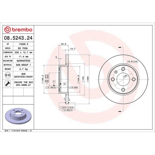 Set disc frana Skoda Favorit (781) 05.89-09.94, Favorit Forman (785) 06.88-06.95, Favorit Pickup (787) 06.92-06.97, Felicia Cube Van (6u5) 11.95-12.01, Felicia I (6u1) 10.94-03.98, Felicia I Estate (6u5) 07.95-03.98, Felicia I Pick-Up (6uf 6u7) 10.95-04.0