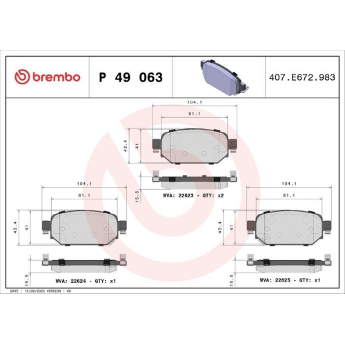 Placute frana Mazda 3 (Bm Bn) 07.13-, 3 Saloon (Bm Bn) 09.13-12.19, Cx-3 (Dk) 01.15-, Spate, BREMBO
