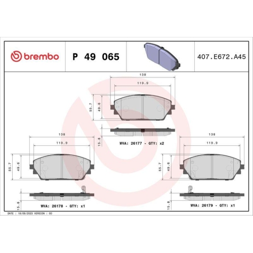 Placute frana Mazda 3 Liftback (Bp) 11.18-, 3 Sedan (Bp) 11.18-, Fata, BREMBO