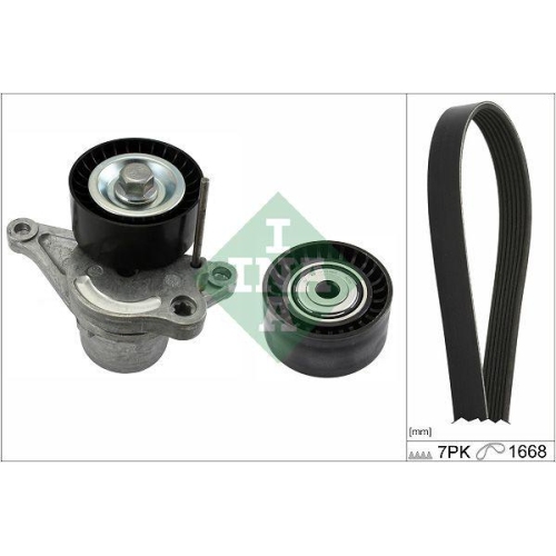 Set curea transmisie Opel Movano B Box (X62) 05.10-, Movano B Bus (X62) 12.10-, Movano B (X62) 05.10-; Renault Master 3 Autobus (Jv) 02.11-, Master 3 Box (Fv) 02.10-, Master 3 Platform / Chassis (Ev Hv Uv) 02.10-, INA