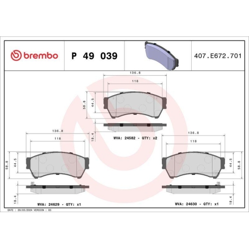 Placute frana Mazda 6 Estate (Gh) 12.07-07.13, 6 Hatchback (Gh) 08.07-07.13, 6 Sedan (Gh) 08.07-12.13, Fata, BREMBO