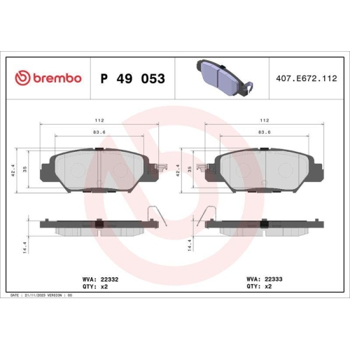 Placute frana Mazda Cx-5 (Ke Gh) 11.11-02.17, Cx-5 (Kf) 11.16-, Cx-5 Van (Ke) 11.11-02.17, Spate, BREMBO