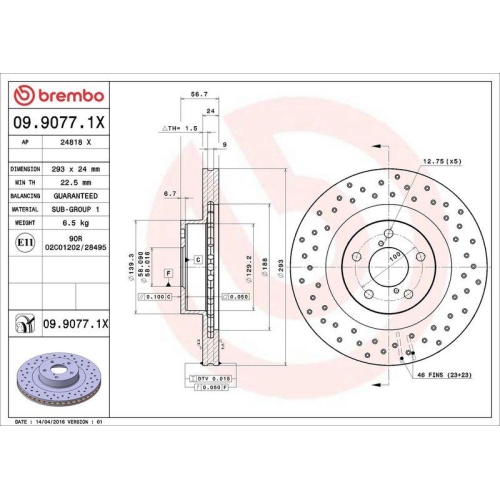 Set disc frana Subaru Forester (Sg) 02.02-12.12, Impreza Estate (Gf) 08.92-12.00, Impreza Estate (Gg) 10.00-12.08, Impreza Saloon (Gc) 08.92-09.01, Impreza Saloon (Gd) 09.99-06.09, Outback (Be Bh) 10.98-08.03, Outback (Bl Bp) 09.03-06.10, Fata, 293X24mm,