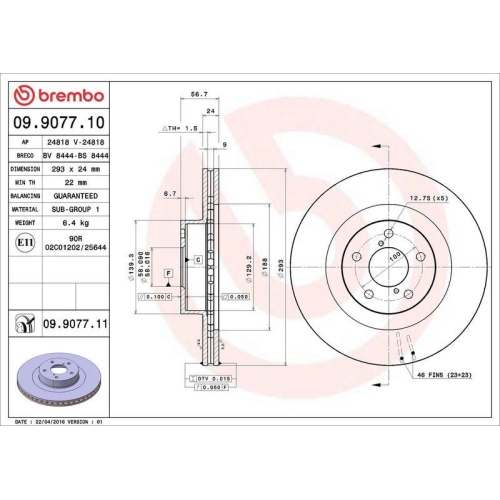 Set disc frana Subaru Forester (Sg) 02.02-12.12, Impreza Estate (Gf) 08.92-12.00, Impreza Estate (Gg) 10.00-12.08, Impreza Saloon (Gc) 08.92-09.01, Impreza Saloon (Gd) 09.99-06.09, Outback (Be Bh) 10.98-08.03, Outback (Bl Bp) 09.03-06.10, Fata, 293X24mm,