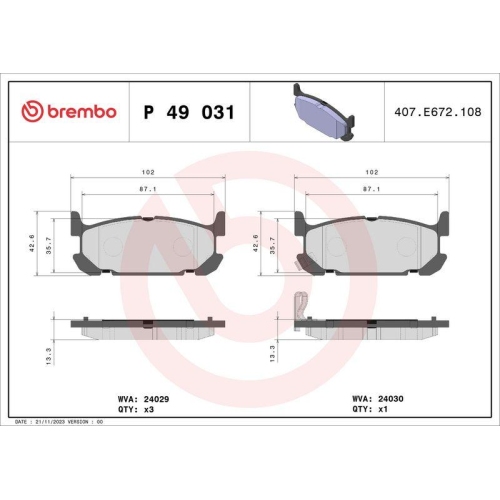 Placute frana Mazda Mx-5 2 (Nb) 01.98-10.05, Spate, BREMBO