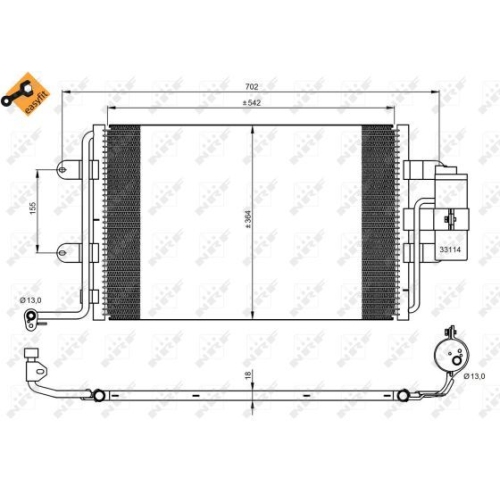 Condensator climatizare, Radiator clima Audi A3 (8l1), Tt (8n3); Seat Leon (1m1), Toledo 2 (1m2); Skoda Octavia 1 (1u2); Vw Bora (1j2), Golf 3 Cabriolet (1e7), Golf 4 (1j1) Nrf 35227