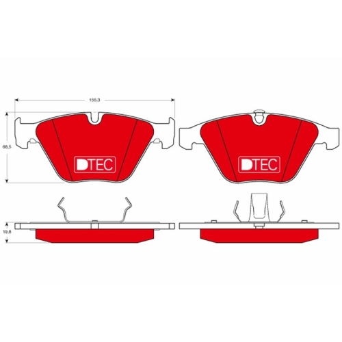Set placute frana fata TRW, Bmw Seria 1 Cupe (E82), 2006-2013, Seria 3 (E90/E91, E92/E93), 2004-2013, Seria 5 (E60/E61), 2001-2010, Seria 6 (E63; E64), 2004-2010, Seria 7 (E65, E66, E67), 2001-2009, X1 (E84), 2009-2015, Z4 (E89), Fata; puntea fata