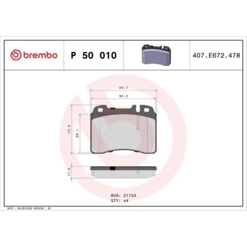 Placute frana Mercedes 124 Convertible (A124) 09.91-06.93, 124 (W124) 12.84-08.93, 190 (W201) 10.82-08.93, Clasa C (W202) 03.93-05.00, Clk (C208) 06.97-12.03, Clk Convertible (A208) 03.98-03.02, Clasa E (W124) 02.93-06.96, Clasa E (W210) 06.95-08.03, Sl (