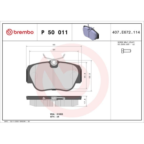 Placute frana Mercedes 190 (W201) 10.82-08.93, Fata, BREMBO