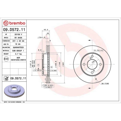 Set disc frana Suzuki Ignis 3 (Mf Ff) 10.16-, Fata, 231X20mm, ventilat, BREMBO