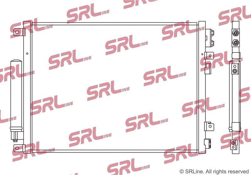 Condensator climatizare AC Dodge Challenger 08-, Charger 05-, motor: 6.2 V8 Supercharged, Condensator cu uscator si racitor ulei, 646 (600)x458x22, SRLine, miez si rezervor din aluminiu brazat, 68318330AA