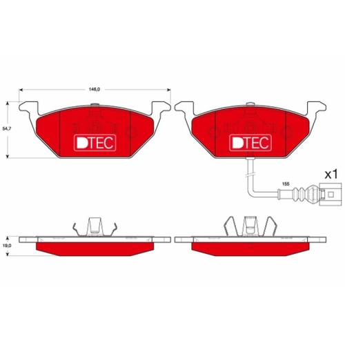 Set placute frana fata TRW Audi A3 2003-2015; Seat Altea Altea XL Leon (1M/1P) 1999-2013 Toledo III; Skoda Octavia II (1Z) 2004-2013 Roomster Yeti; VW Beetle Bora Caddy III Golf 4 Golf Plus Golf 5 Golf VI Jetta IV 2008- Polo 2002-