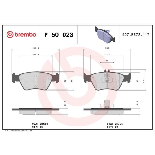 Placute frana Mercedes Clasa C (W202) 03.93-05.00, Clasa C T-Model (S202) 06.96-03.01, Clk (C208) 06.97-12.03, Clk Convertible (A208) 03.98-03.02, Clasa E (W210) 06.95-08.03 , Slk (R170) 04.96-04.04, Fata, BREMBO