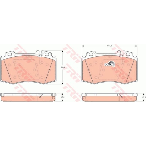 Set placute frana Trw GDB1454, parte montare : punte fata