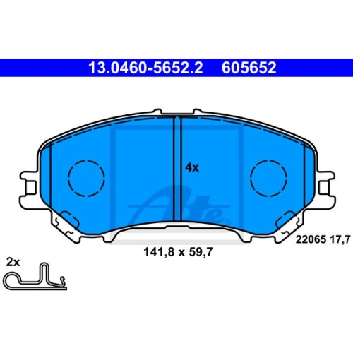 Set placute frana Nissan Qashqai 2 Suv (J11, J11 ), 11.2013-, parte montare Fata, ATE 13.0460-5652.2