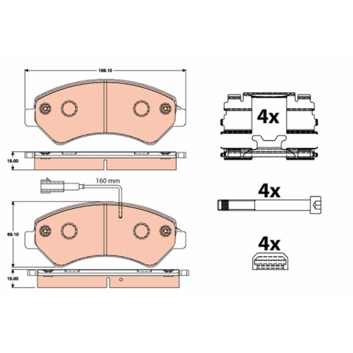 Set placute frana fata TRW, Citroen Jumper, 04.2006-; Peugeot Boxer 04.2006-, Fata; puntea fata